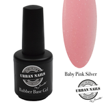 Rubber base gel Baby Pink  Silver 15ml